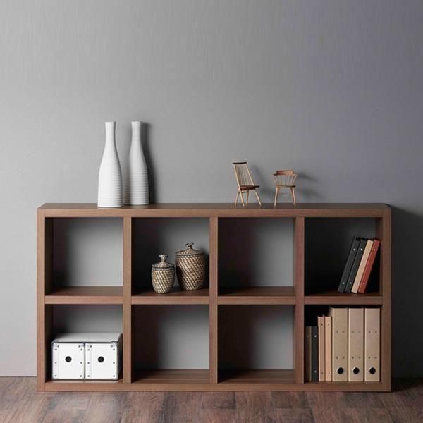 フナモコ縦横自在両面シェルフFREEDOM 4段2列(リアルウォールナット 幅
