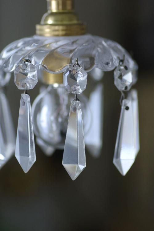 0301dフランスアンティークドロップ付付き オールドバカラガラスミニ