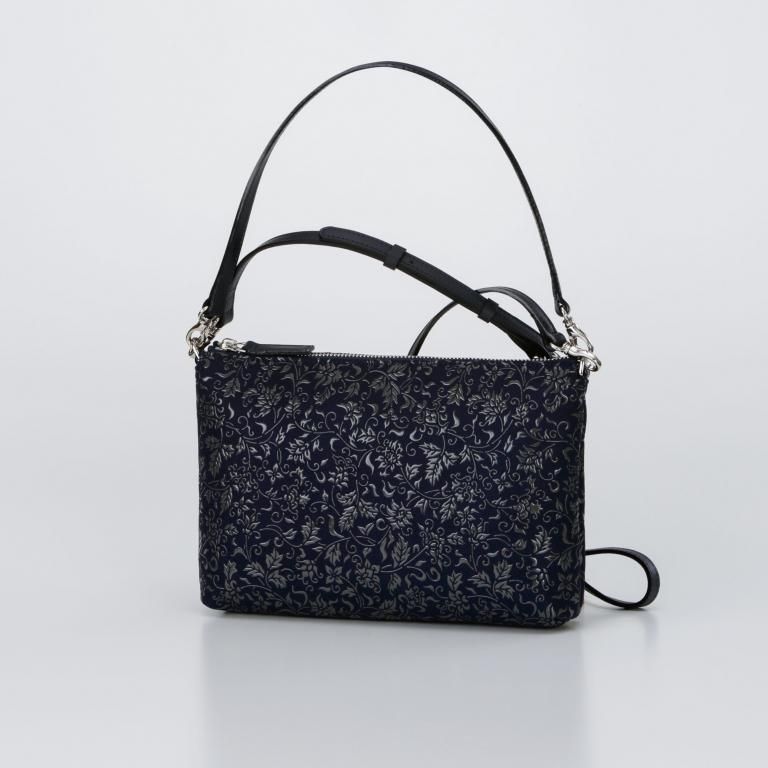 47ショルダー［紺地×グレー漆×花唐草］：印傳屋公式オンラインショップ