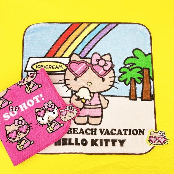 希少レア ハローキティ 日焼けキティ ボード フェイスタオル 2002