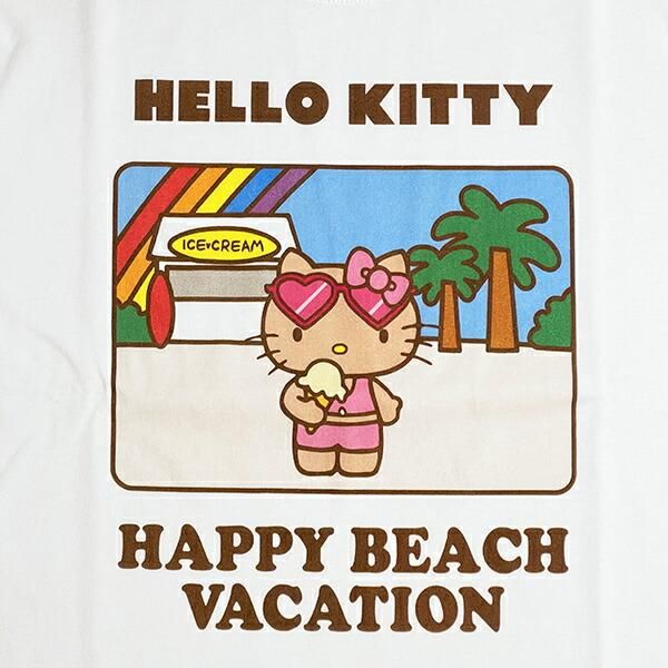 サンリオ ハローキティ 日焼け キティ 半袖Tシャツ(L) アイス アパレル