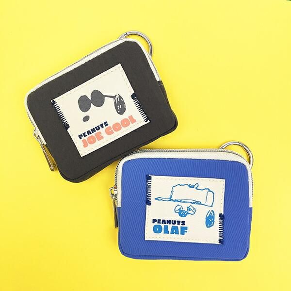 スヌーピー オラフ カラビナ付きフラットポーチ ワッペン SNOOPY