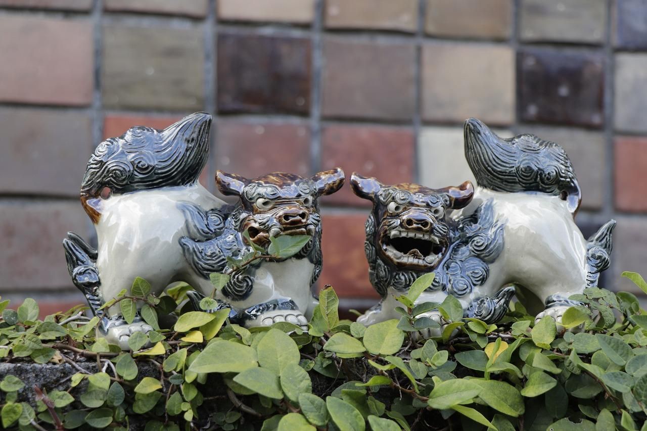 九谷焼 狛犬 唐獅子 金彩 縁起物 置物 九谷焼∥唐獅子∥狛犬∥色絵金彩