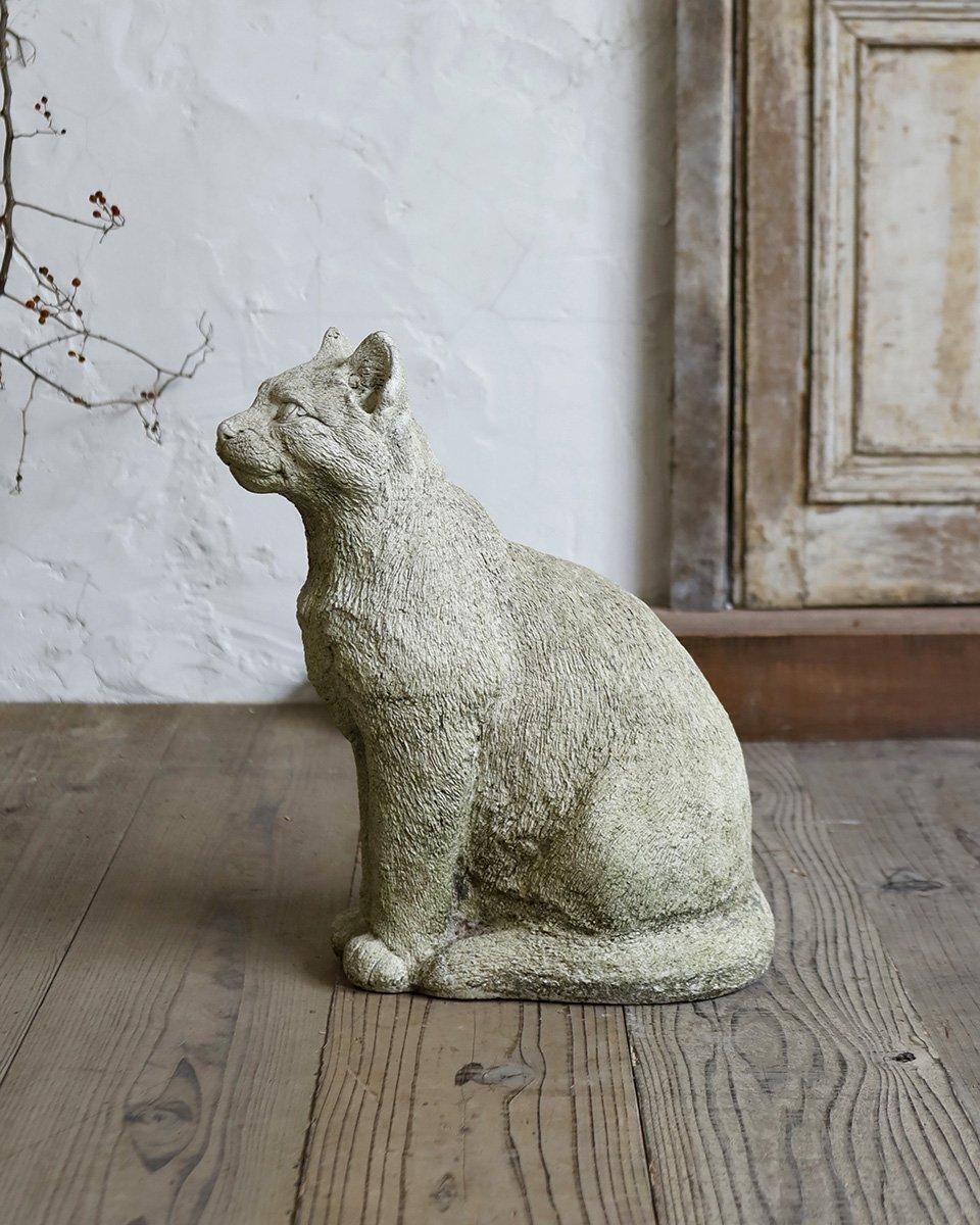 フランスアンティーク ネコの石像（ガーデニングオブジェ）.2