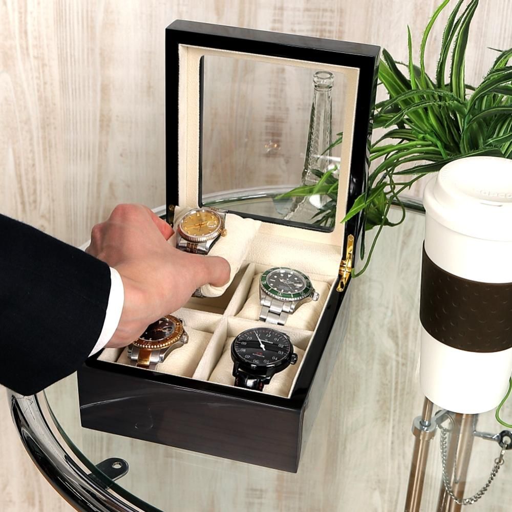 大人気高級時計ケース 木製 腕時計 収納ケース 4本収納 Amazon.co.jp