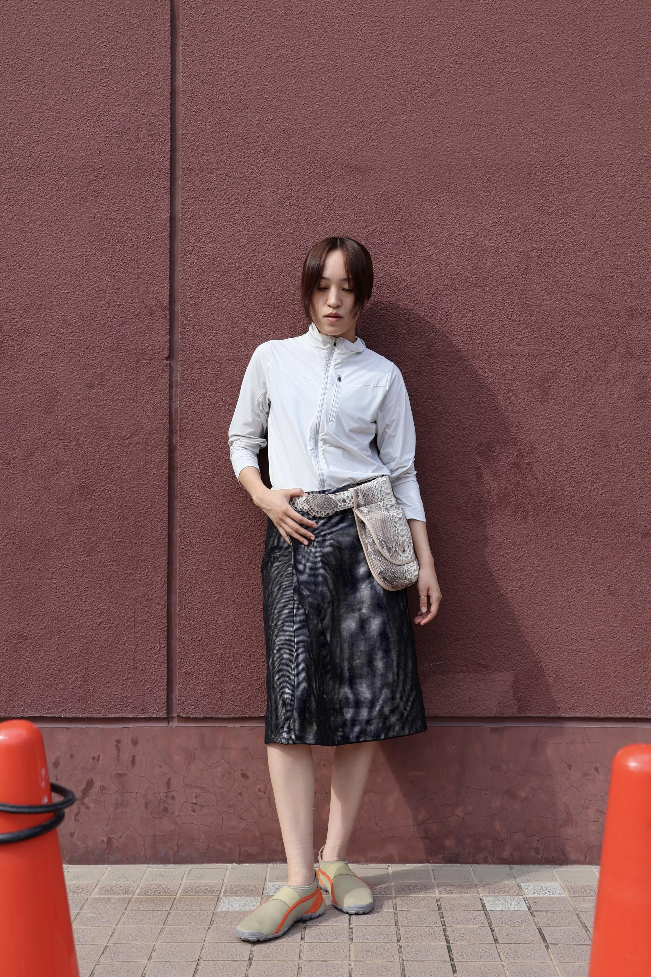 FUMIKA UCHIDA： NYLON JERSY ZIP-UP TOP - LIGHT GREY - ORANN ONLINE