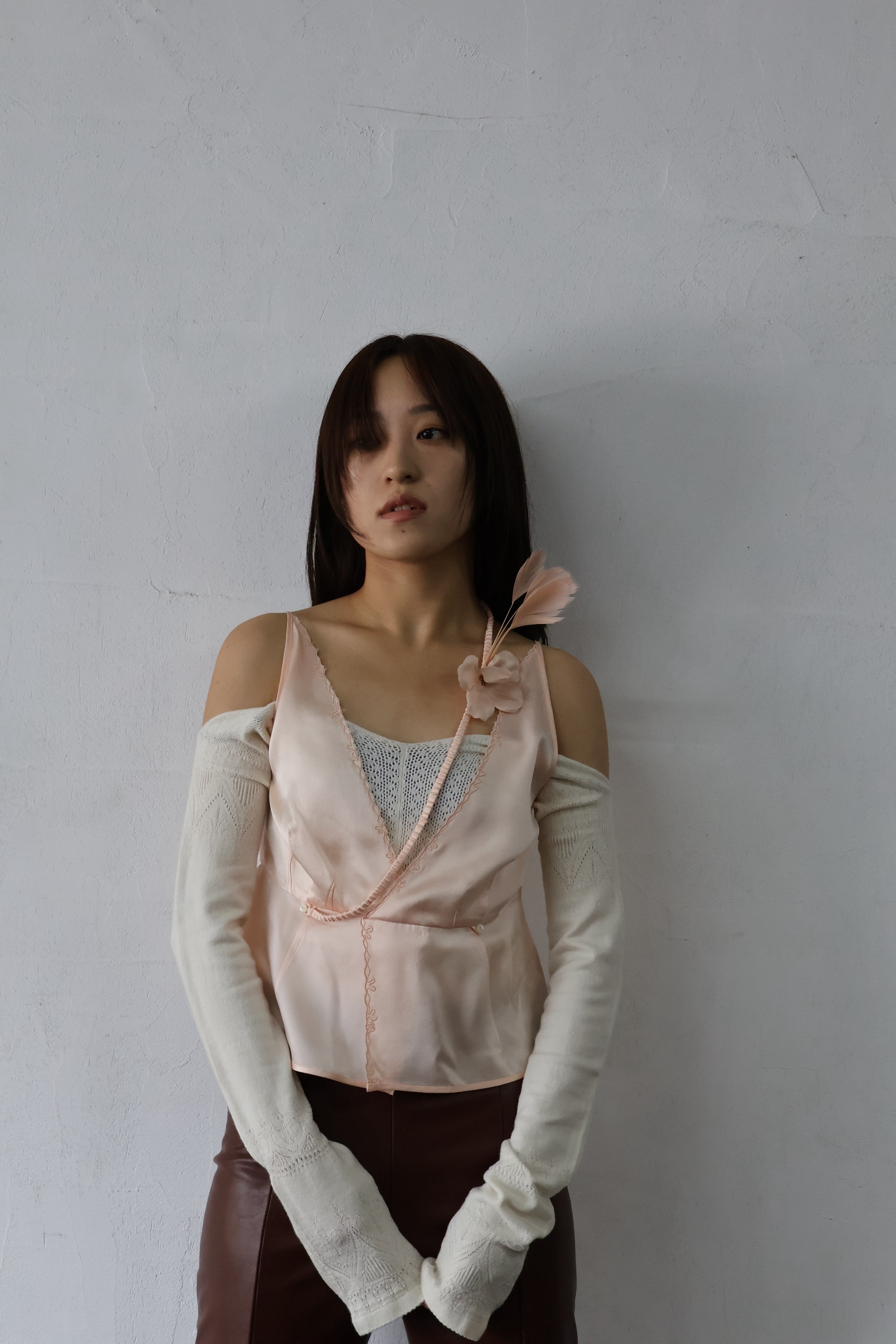 FUMIKA UCHIDA： SILK LACE KNITTING TIGHTS TOP - OFF WHITE