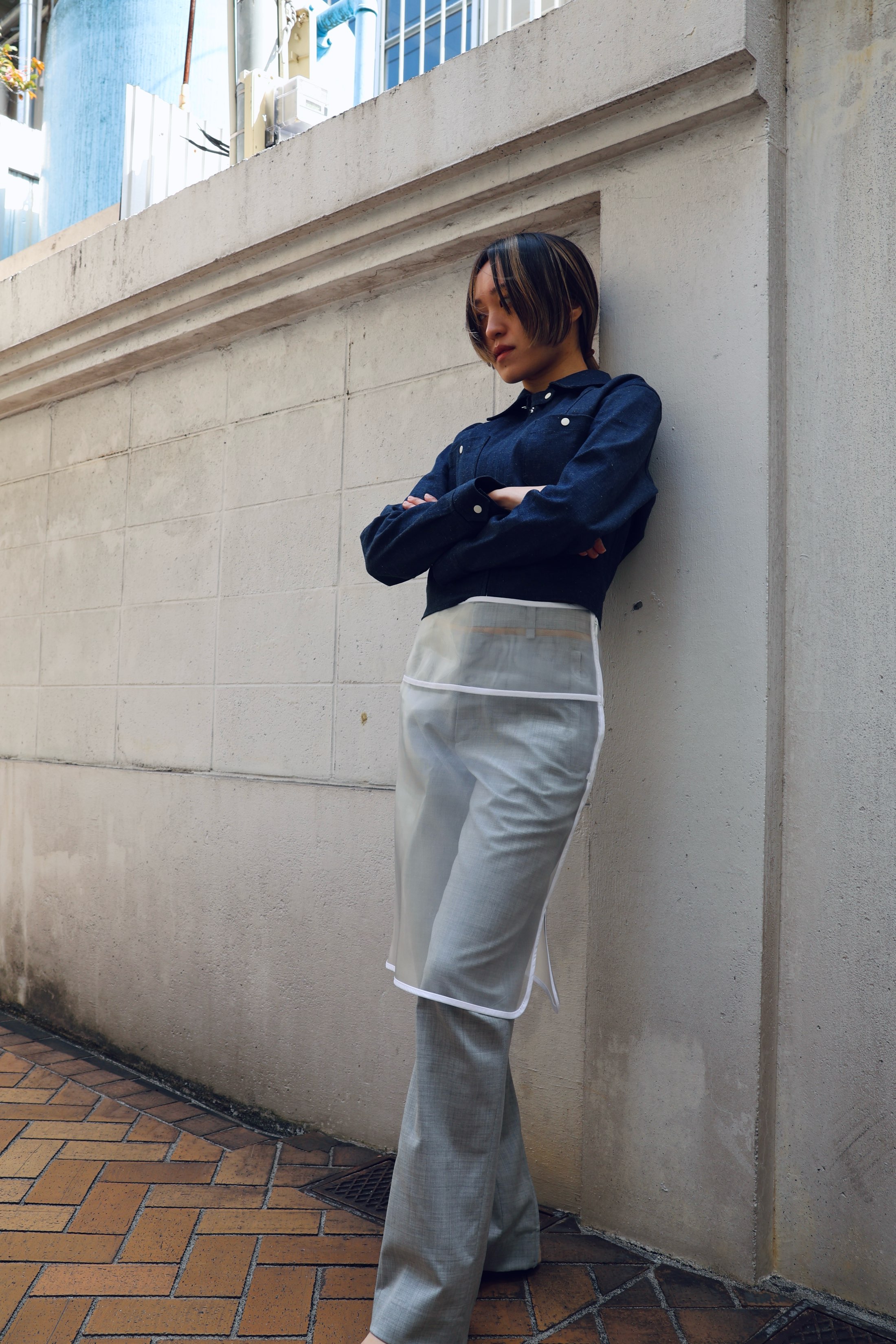 FUMIKA UCHIDA： ZIPPED HEM SLACKS - LIGHT GREY - ORANN ONLINE SHOP