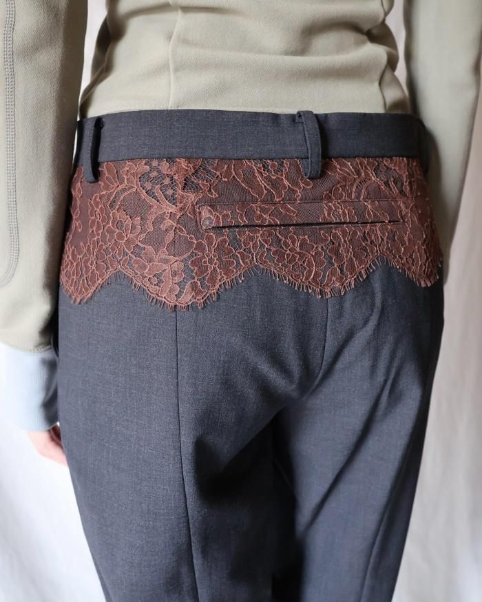 FUMIKA UCHIDA： SUITING LACE WAIST PANTS - CHL/BROWN - ORANN