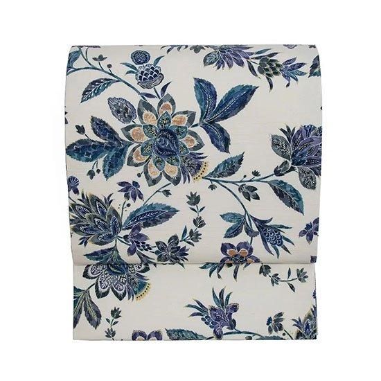 特選プレタ】小千谷紬 更紗文様 染め九寸名古屋帯（大新織物）