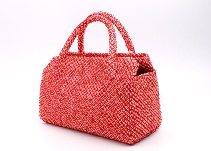 小町袋 ミニ-総絞り赤無地金箔 - 京都富小路の和装小物専門店きねや