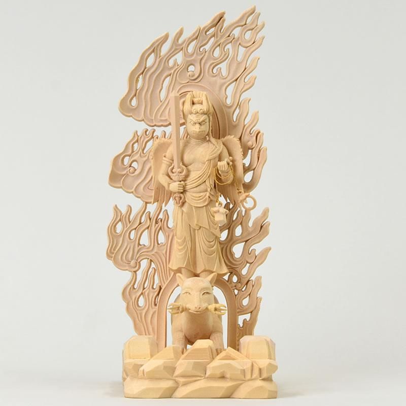 桧木飯綱権現（飯縄権現） 立4.0寸 上彫