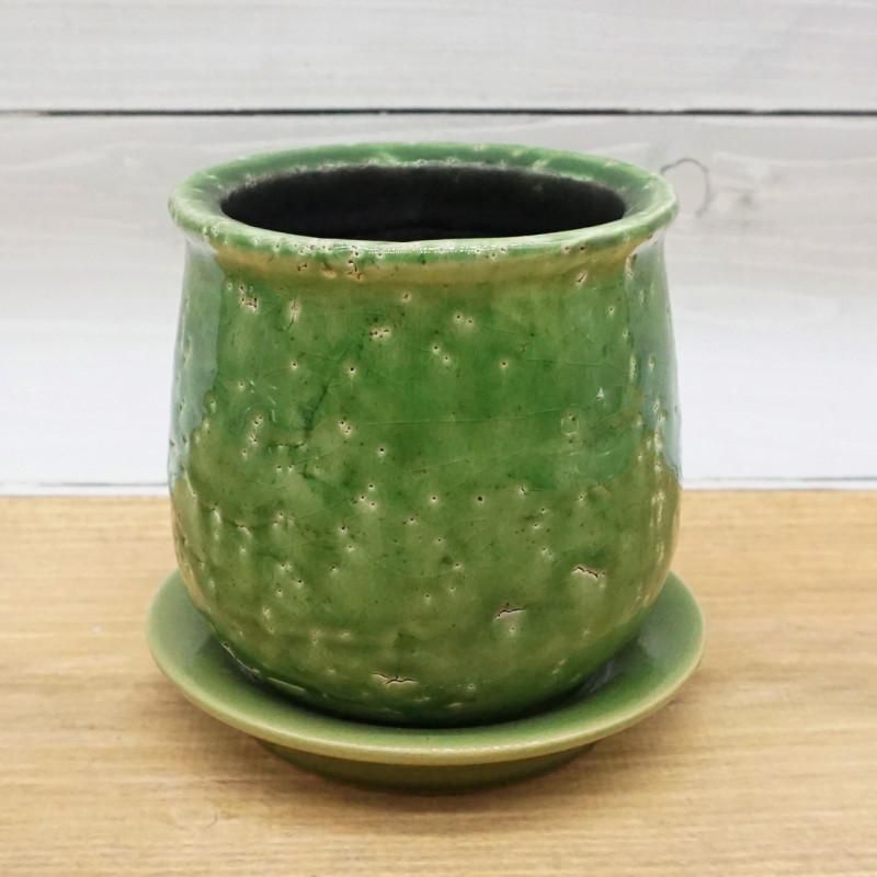 植木鉢 おしゃれ 陶器鉢 ステララウンドS(4色) 11cm 4号 穴あり 受け皿