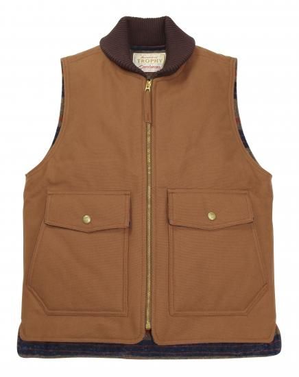 TROPHY CLOTHING [-Oiled Duck Storm Vest- Brown size.36,38,40,42