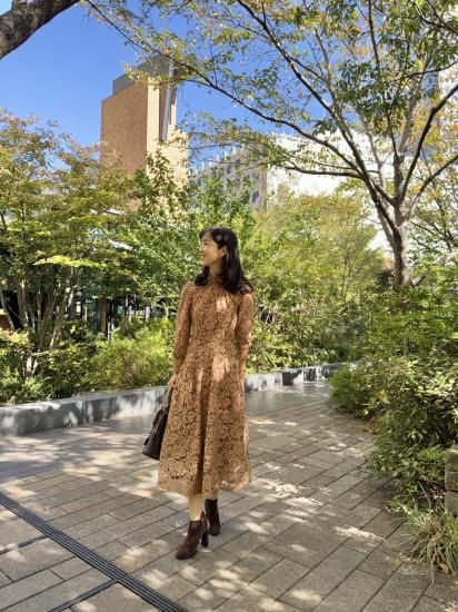 レースワンピース 長袖フレア - クチュール デコール