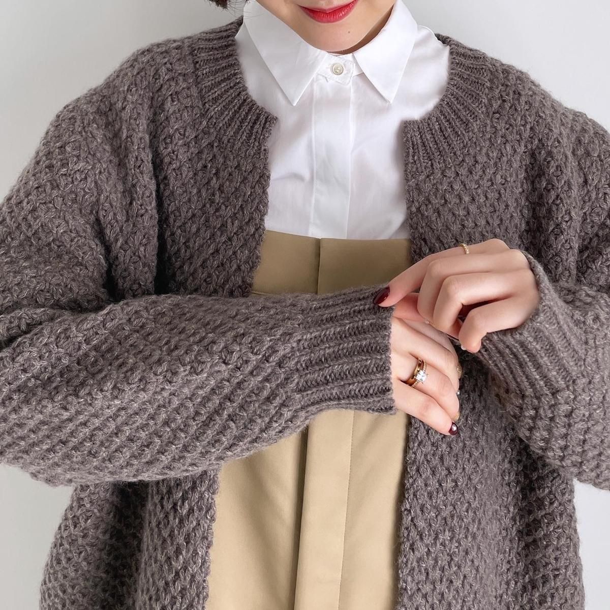 ANSPINNEN crew neck waffle cardigan(ヤク×カムバックラム)/ANS