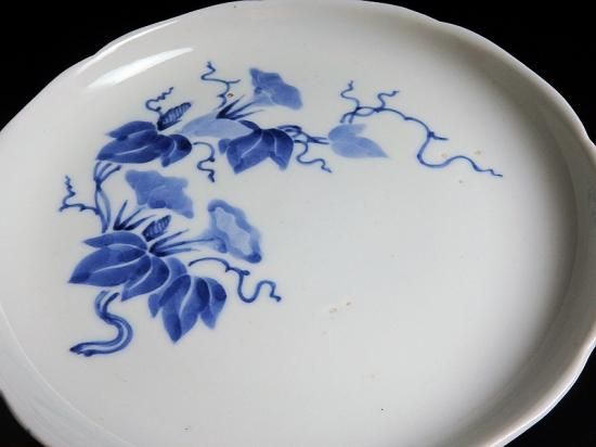古伊万里 染付 朝顔図 6寸皿