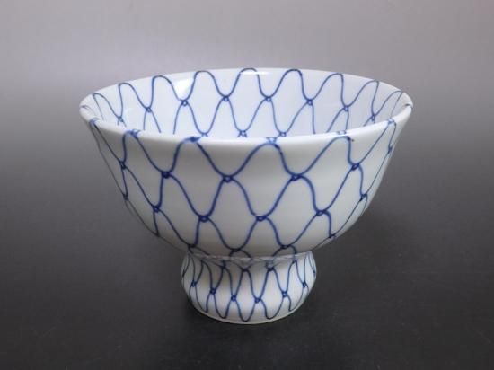古伊万里 染付 全面網目文様図 盃洗