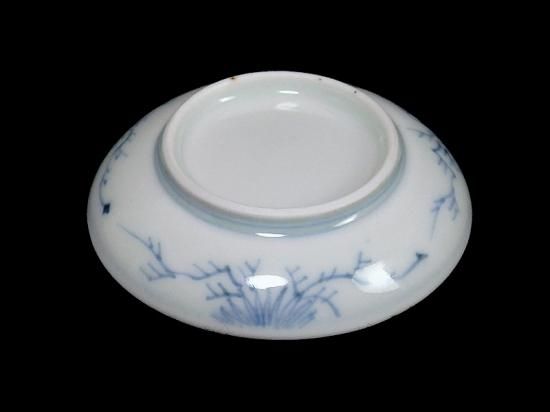 古伊万里 染付 笛吹童子に牛の図 豆皿