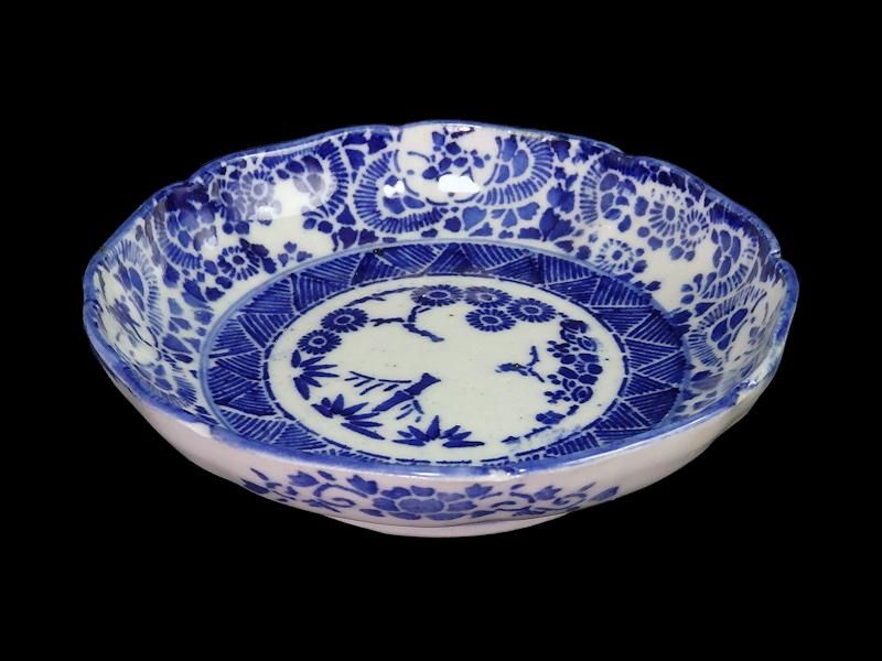 伊万里 ベロ藍 型刷印判 花に松竹梅図 小膾皿 5客セット