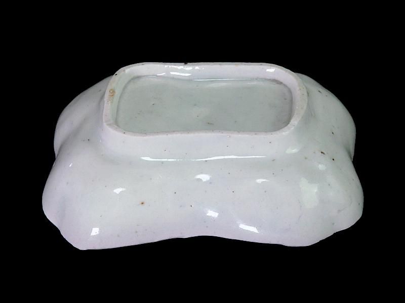 古伊万里 染付 型刷印判 氷裂紋図 糸巻形変形皿 江戸期