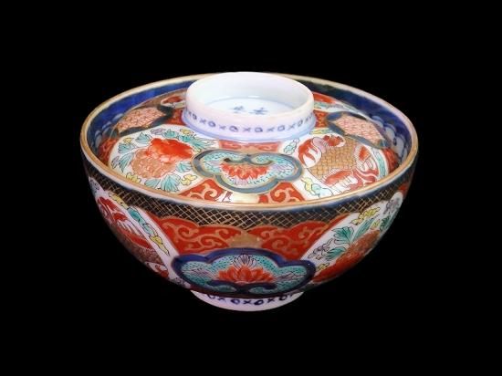 古伊万里 錦絵 金彩 蓋付き茶碗 飯茶碗 茶碗 2客 鳳凰 アンティーク