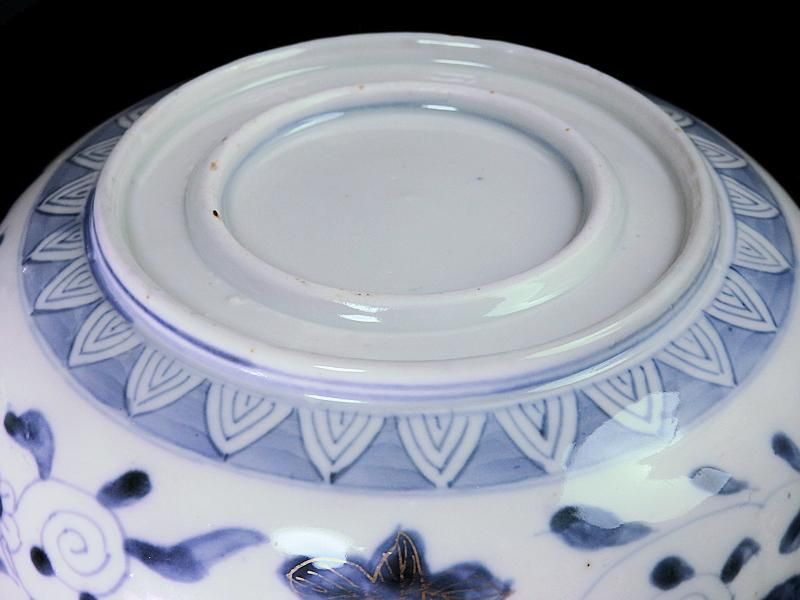 古伊万里 色絵 花鳥紋に獅子の図 深鉢