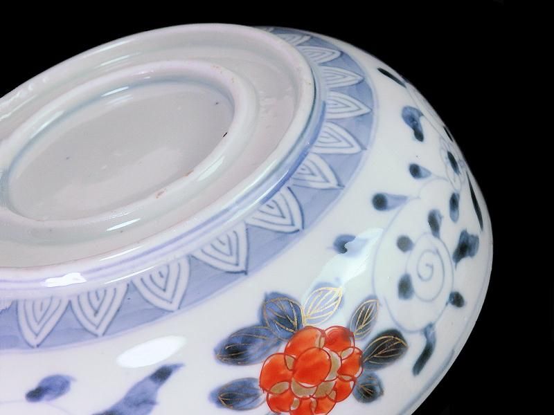 古伊万里 色絵 花鳥紋に獅子の図 深鉢