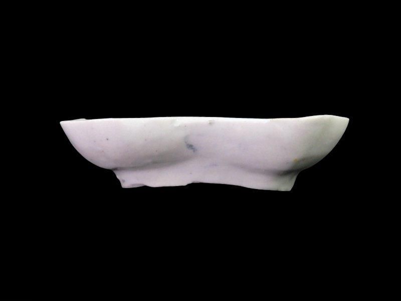 古伊万里 染付 型刷印判 松葉に幾何学文様図 糸巻形変形皿 江戸期