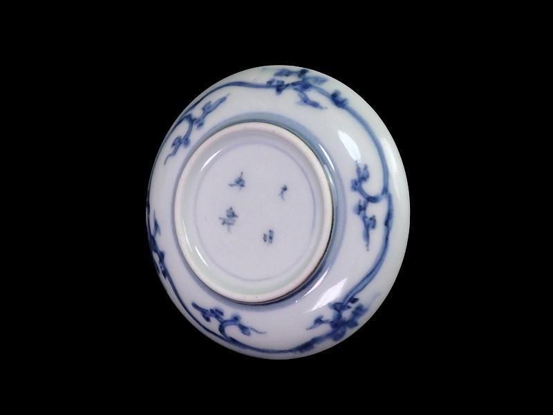 古伊万里 染付 微塵唐草 萩唐草図 豆皿