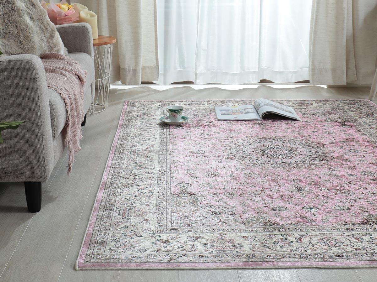 憧れのペルシャ絨毯柄をお手頃価格で。洗濯機で洗えるメダリオンラグ