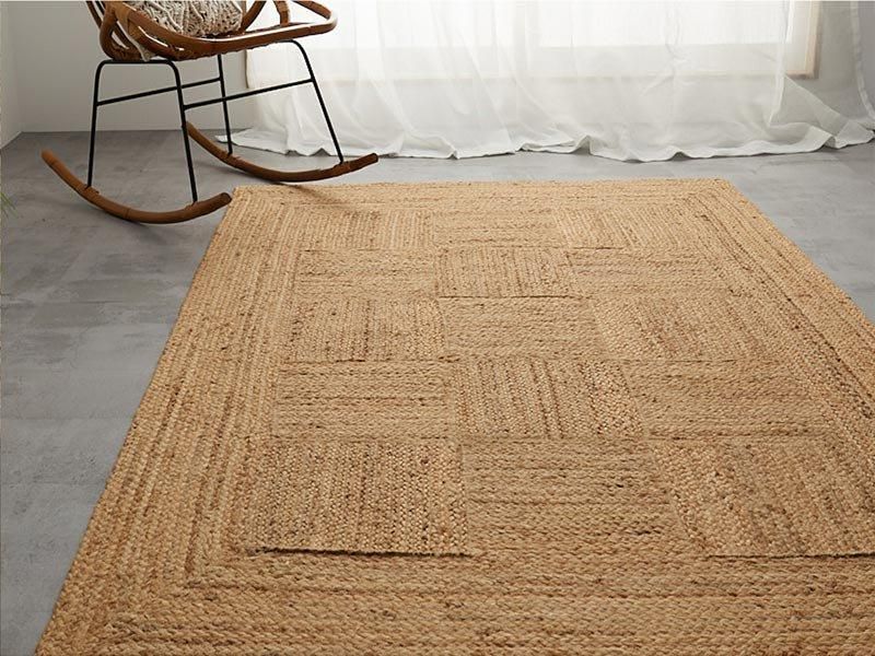 天然素材ジュート100％。アジアンテイストでおしゃれな、長方形の