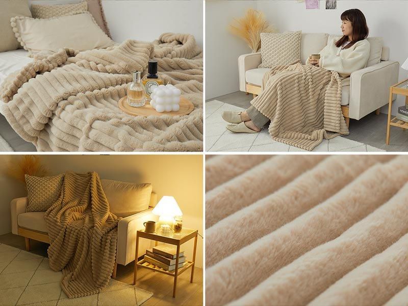 リボン梱包でプレゼントにも！おしゃれなフェイクファーブランケット