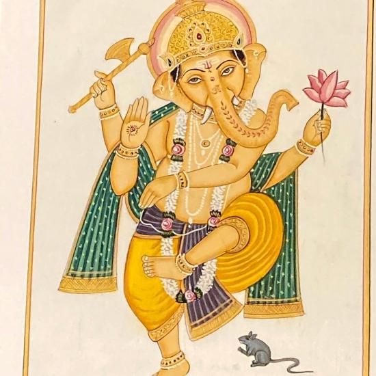 ガネーシャ 手描き絵画 限定版187/999 0115o37 シルク地絵画