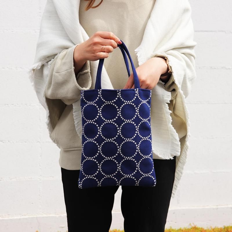 ハンドメイド トートバッグ ミナペルホネン タンバリンネイビー+