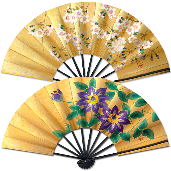 飾り京扇子 舞扇子タイプ 鉄線/桜 Xe005 - itotsune