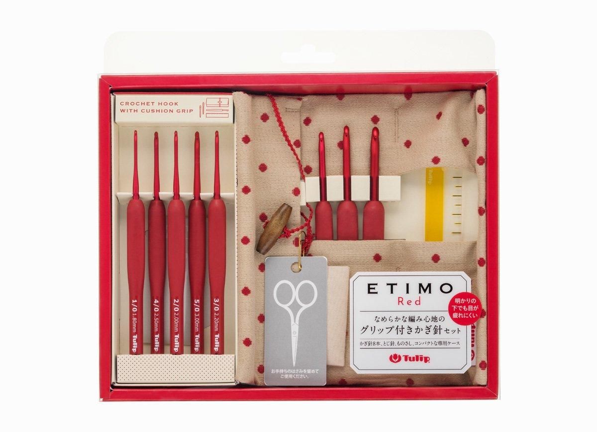 エティモ レッド クッショングリップ付きかぎ針セット - チューリップ