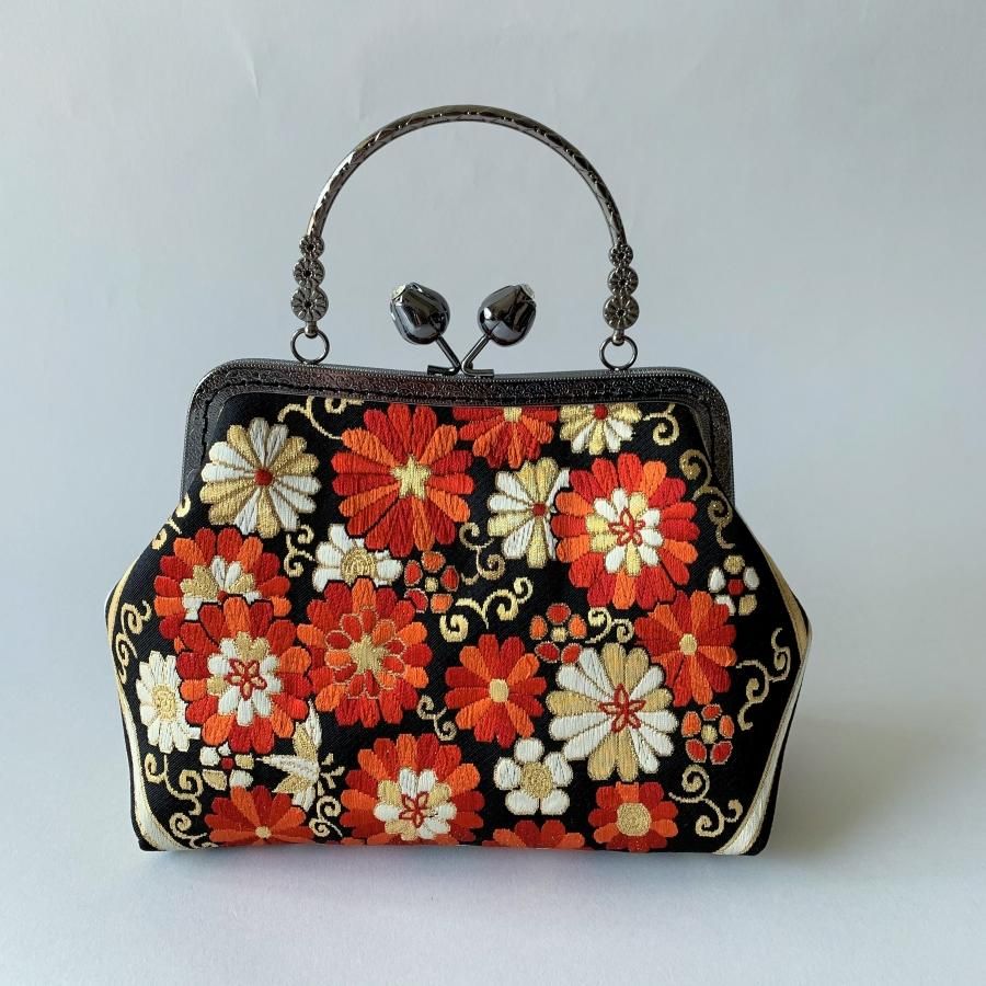 kitty GamaBag （菊華 A) - きもの遊結 | 楽々おびあげ/着物リメイクバッグ