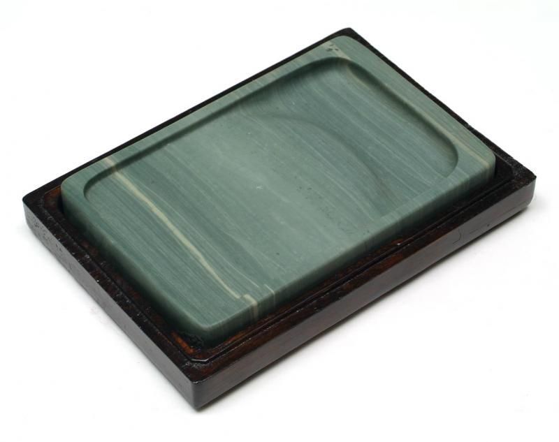 松花江緑石 長方廻紋硯 5インチ【規格品】 - 書道用具専門店 西本皆文