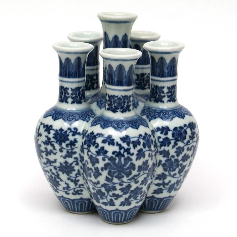 景徳鎮 青花纏枝花卉紋六連瓶 【一品物】 - 書道用具専門店 西本皆文堂