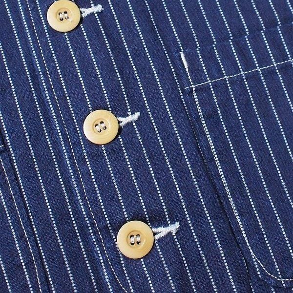 フェローズ PV1-W インディゴウォバッシュストライプ ワークベスト