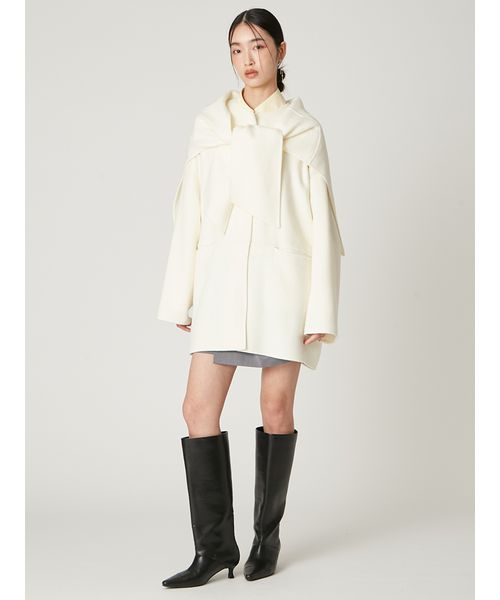 マフラー付ノーカラーリバーミドルコート(508555750)｜阪急百貨店公式