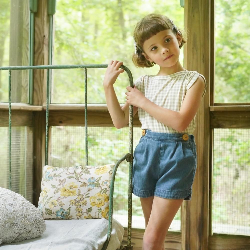 Soor Ploom（ソーアプルーム）／SUNDAE TEE - GINGHAM PRINT, CLOUD