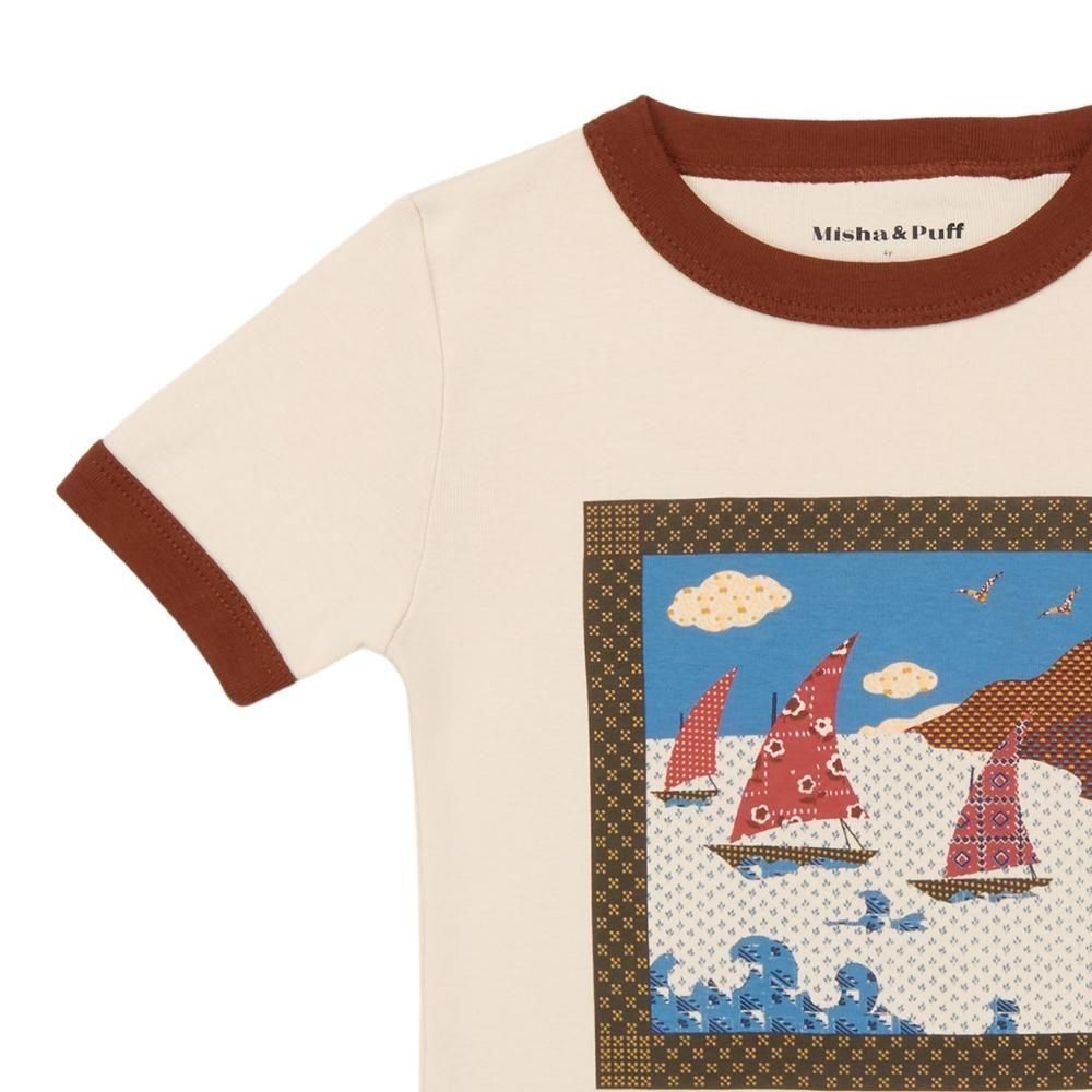 Misha&Puff(ミーシャアンドパフ）／Sailboat Collage Ringer Tee