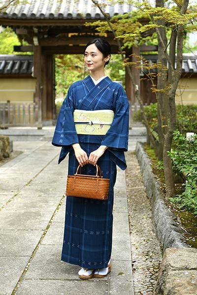 J-401】衿秀製 帯締め 綾竹組 濃藍色系×白色系 二色暈かし - 銀座