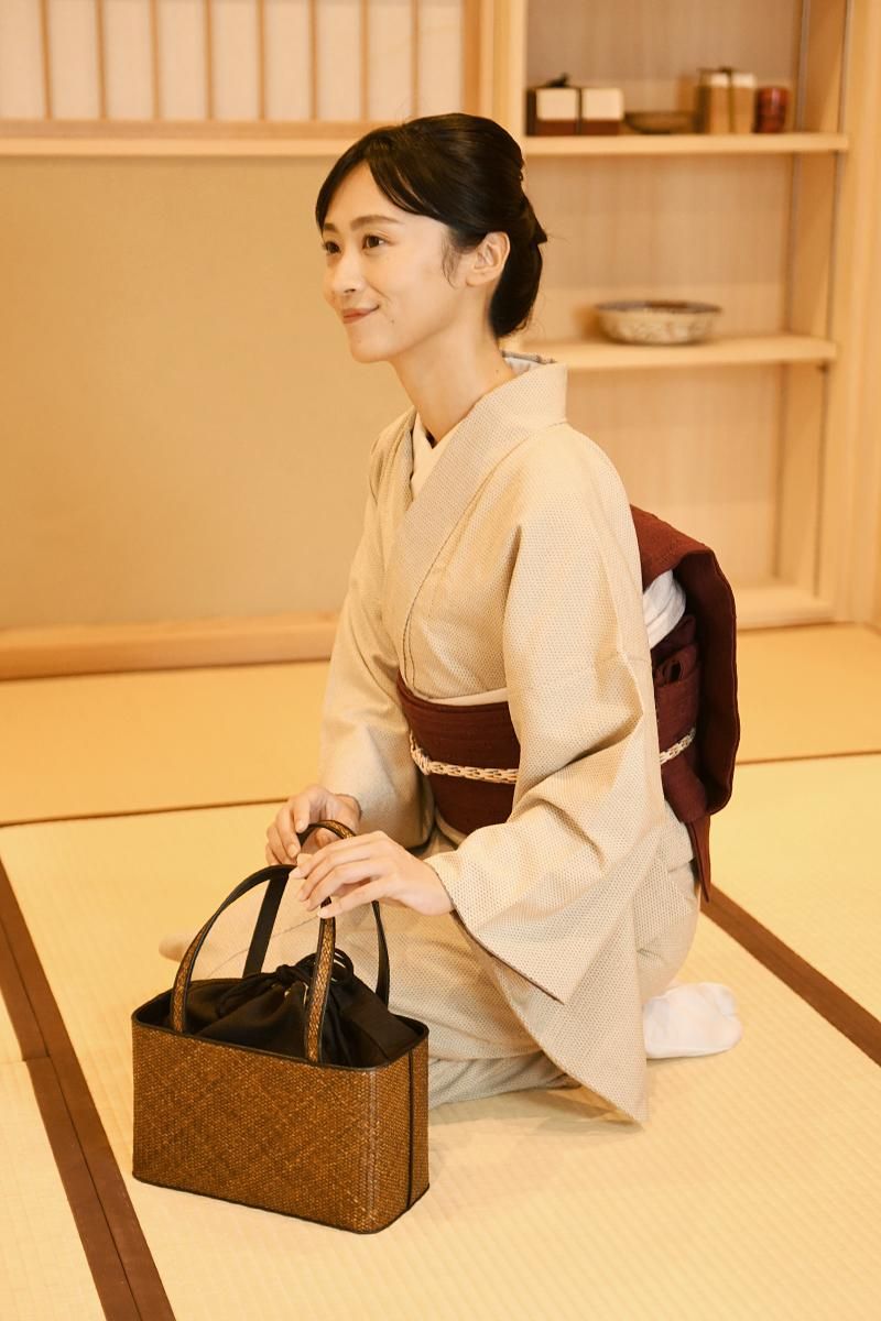 あおき【G-2691】竹籠バッグ 柿茶色×黒色 網代 - 銀座きもの青木｜長く