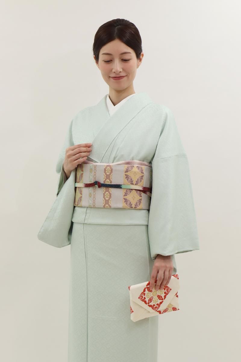 G-3013】数寄屋袋 唐織 菱文 クリーム色系 - 銀座きもの青木｜長く大切