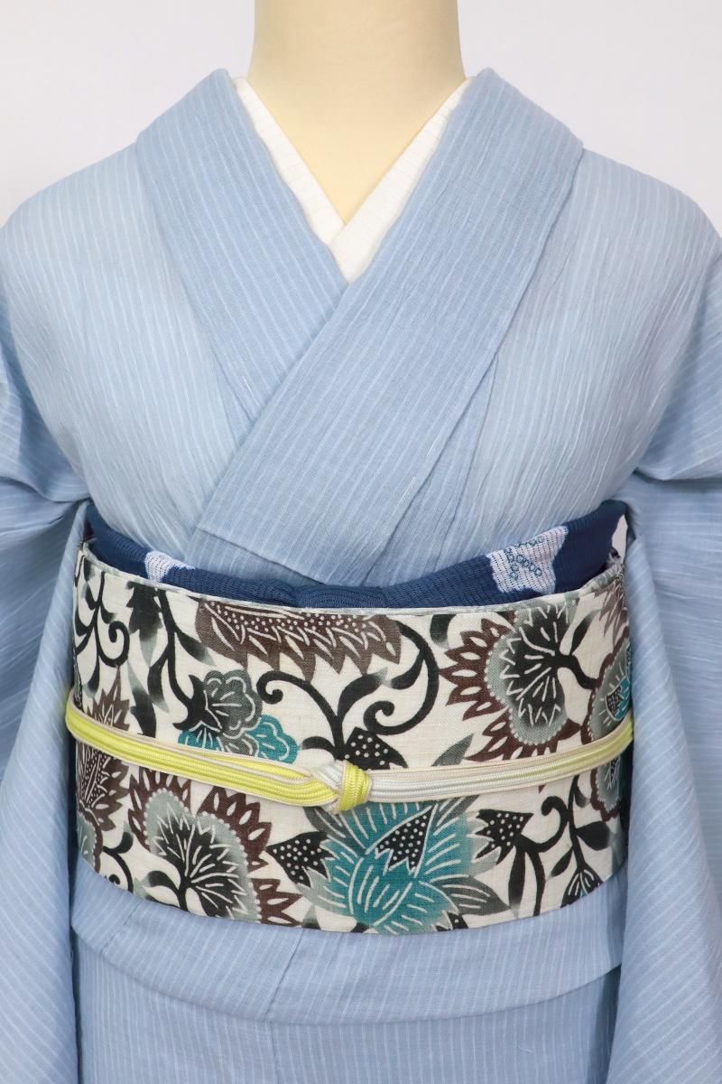 G-3066】衿秀製 近江麻織 帯揚げ 桔梗 濃藍色×白色 - 銀座きもの青木