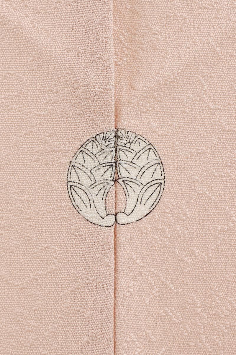 銀座【C-2953】染一ッ紋 色無地 ピンク色系 唐草の地紋（反端付・紙