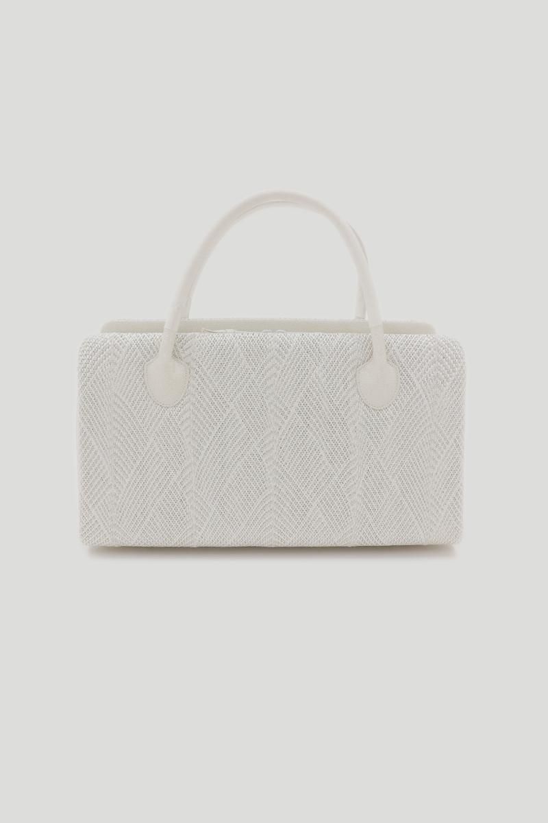 G-3129】衿秀製 利休バッグ 組織り 白色×銀色 - 銀座きもの青木｜長く